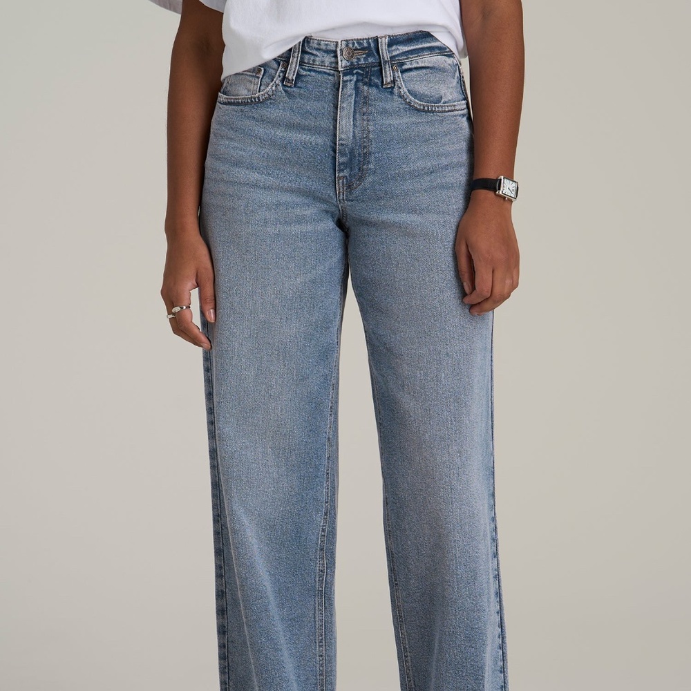 American Tall Luna High Rise Wide Leg Tall Jeans for Women in Perfect Blue Size